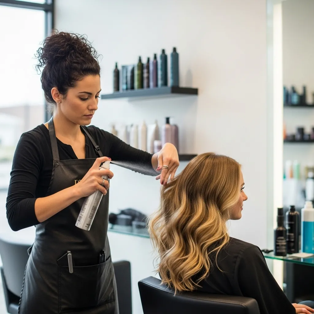 Hair stylist applying product